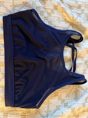 Women's Offline Navy Blue High-Neck Sports Bra